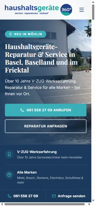 Website von Haushaltsgeräte 360° auf dem Handy