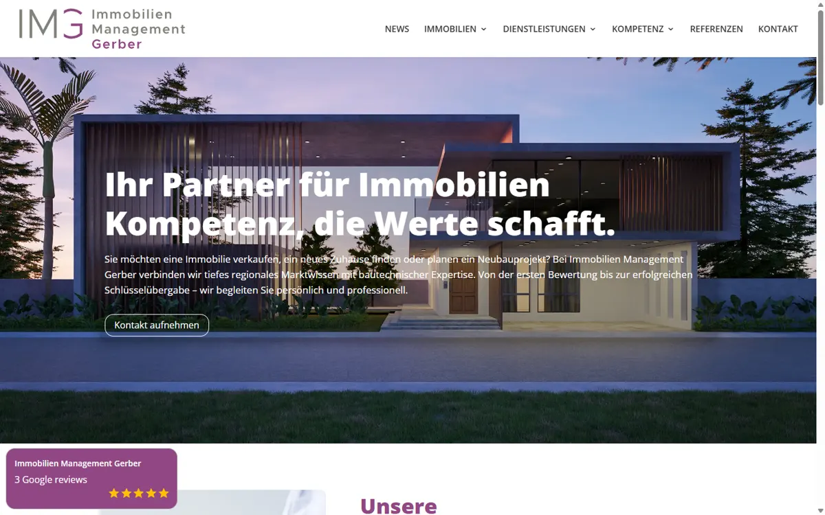 Website Immobilienmanagement Gerber